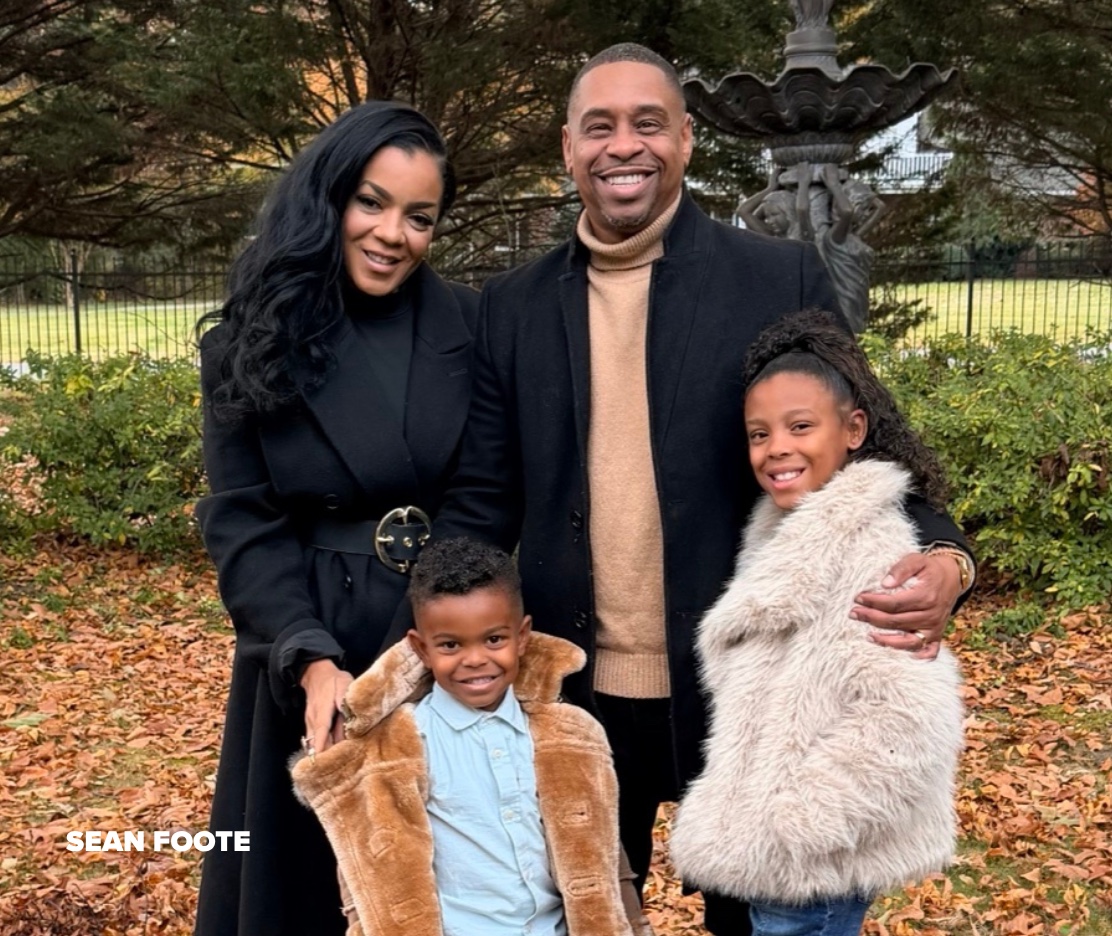 Sean Foote with his wife and children